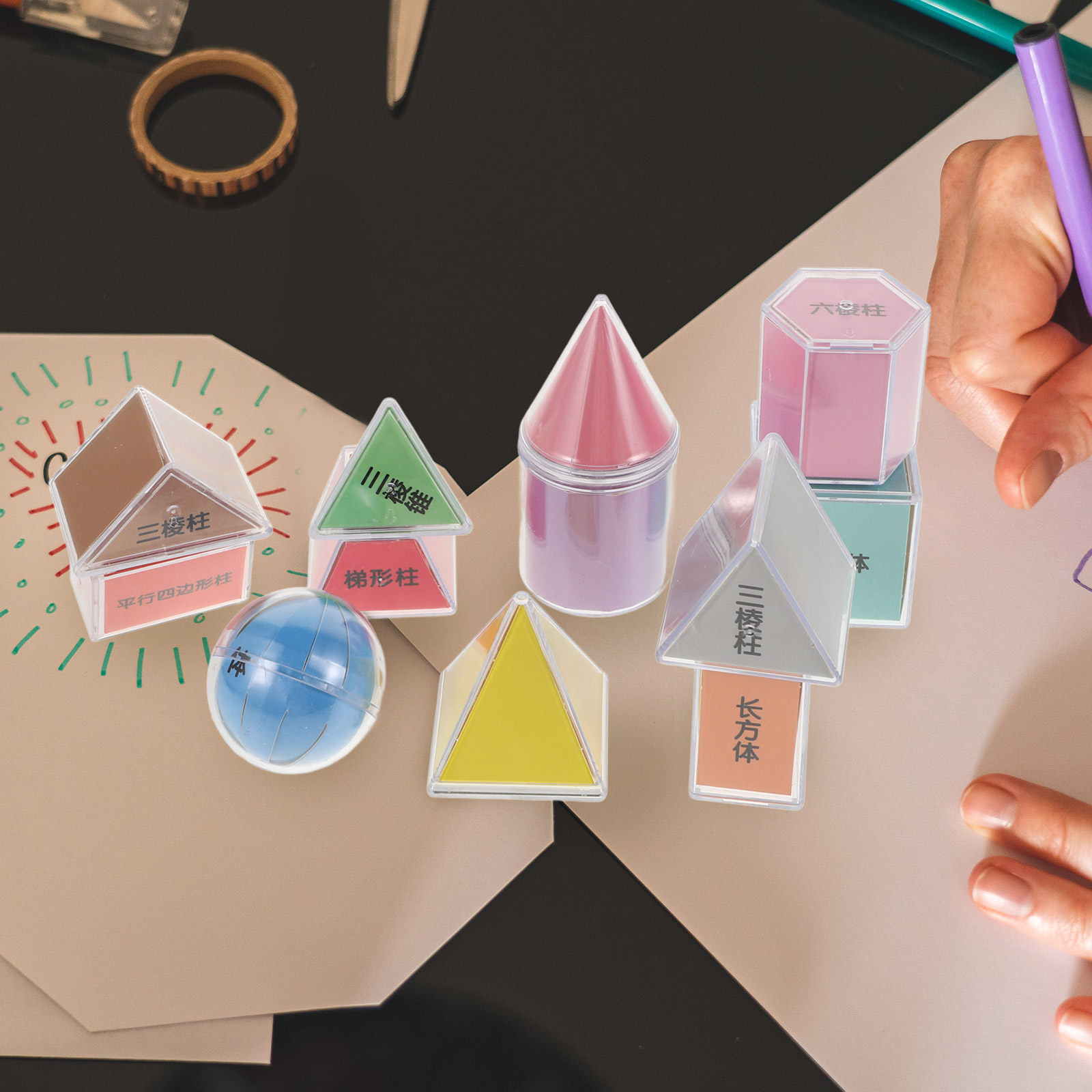 مجموعة من 8 قطع أشكال هندسية ث - مراجعة Math Manipulative Set وسعره