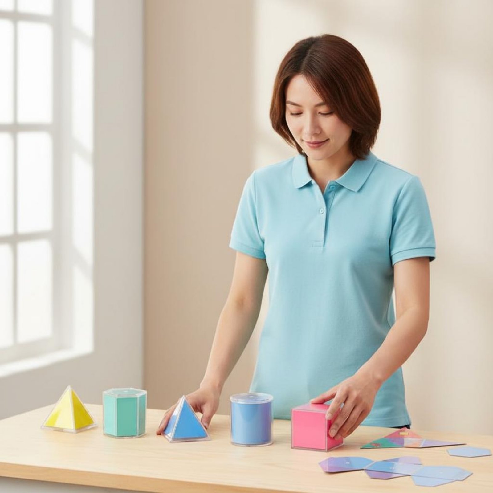 8 قطع من النماذج الهندسية الشف - مراجعة Math Manipulative Set وسعره